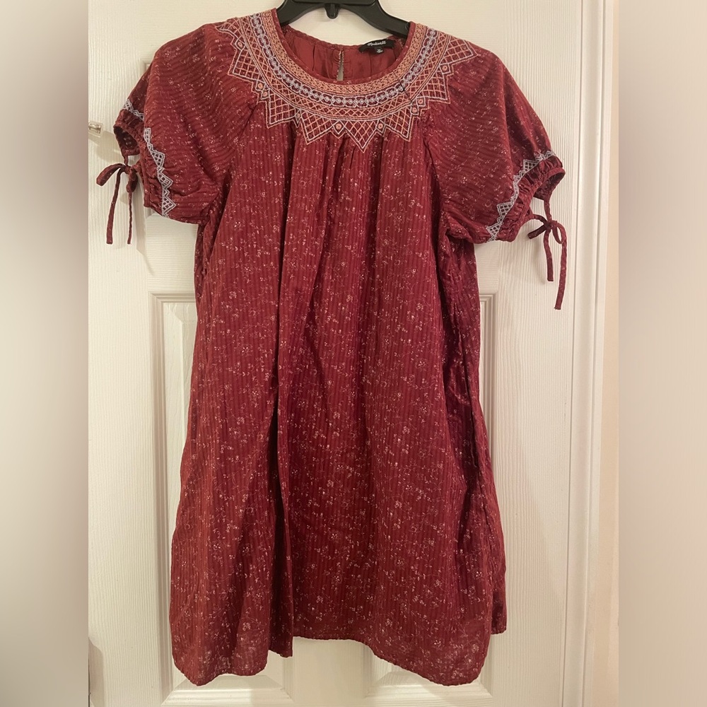 Madewell Embroidered Puff sleeve babydoll dress